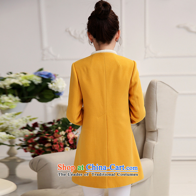 Park woke up to 2015 winter clothing new Korean style and simplicity in Sau San long collar gross jacket female Yellow M, then woke up to the Disneyland , , , shopping on the Internet