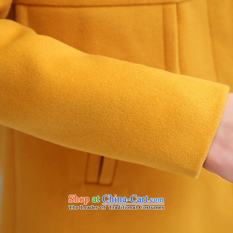 Park woke up to 2015 winter clothing new Korean style and simplicity in Sau San long collar gross jacket female Yellow M, then woke up to the Disneyland , , , shopping on the Internet