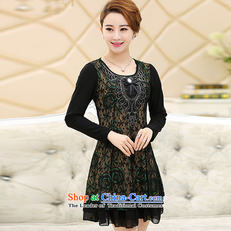 Chang Ting autumn and winter new large middle-aged women with long-sleeved Sau San dresses T1177 green. Changhua-ting (ZHANGTING XXL,) , , , shopping on the Internet