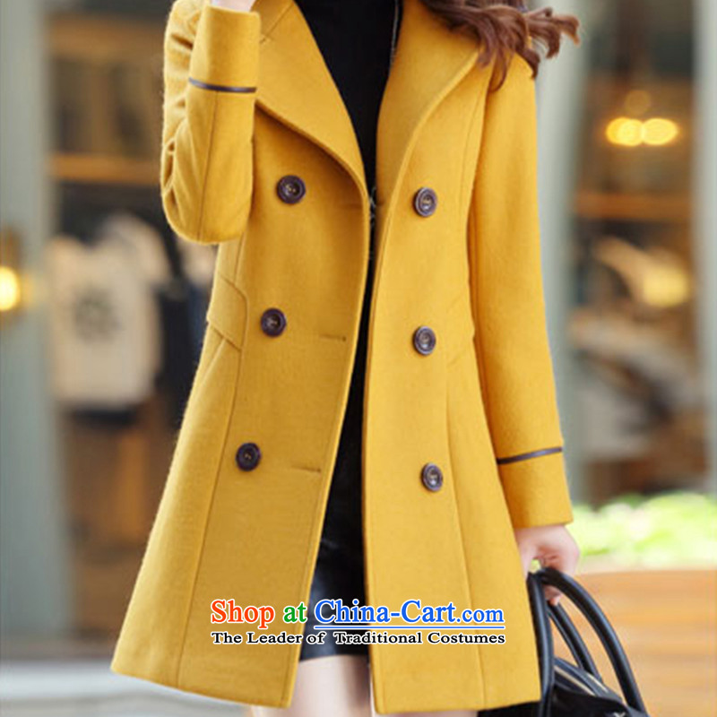 The holy day average 2015 Ying autumn and winter new larger gross? Long butted Sau San a wool coat S615 YELLOW , L, the holy day average.... Ying shopping on the Internet
