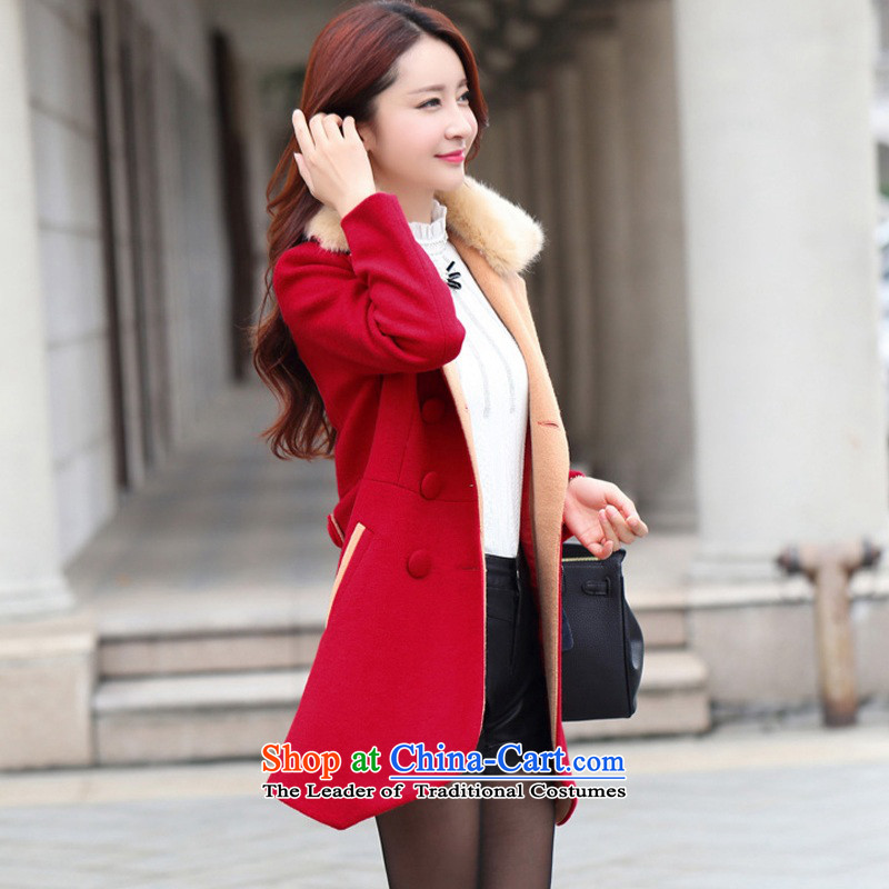 November 11 Days (Special Limited time offers as soon as possible new autumn and winter 2015 for women in Korean long coats coats female GD9978 gross? red L,o&y,,, shopping on the Internet