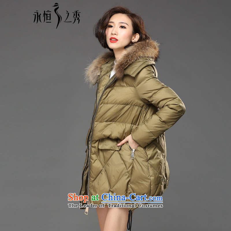 The Eternal Soo-XL female cotton coat jacket thick mm2015 sister winter clothing new Western gross cotton plus thickened neckties cap to increase cotton jacket army green (pre-sale 7 day shipping 3XL,) Eternal Soo , , , shopping on the Internet