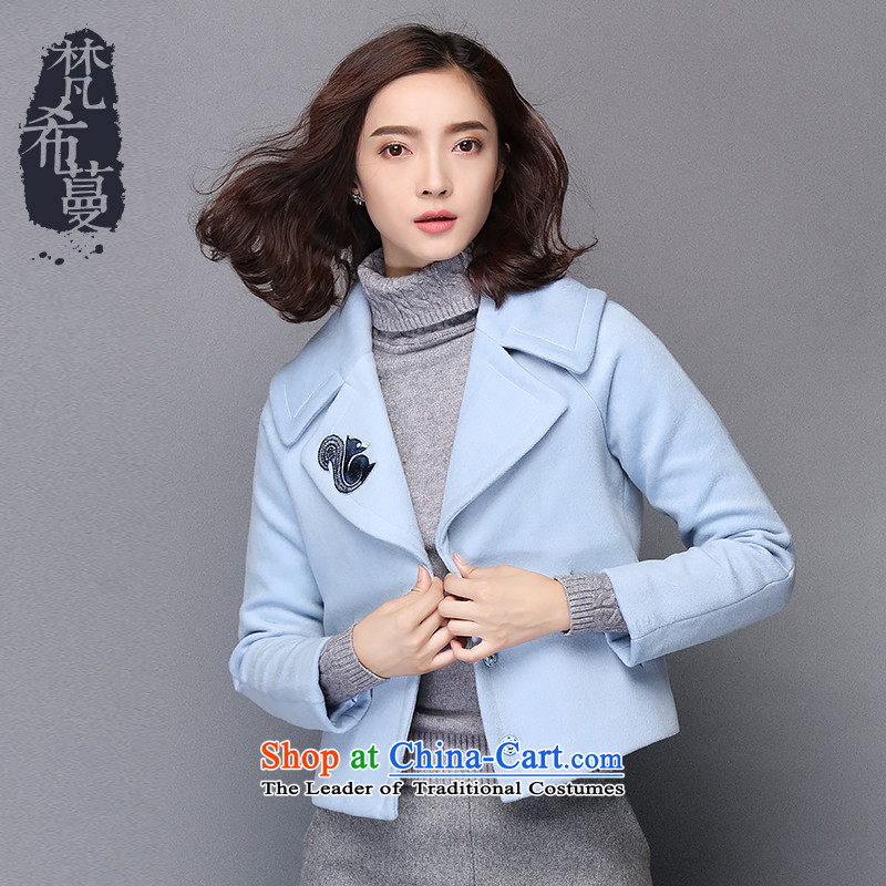 Van Gogh Greek Golden Harvest autumn and winter 2015 new minimalist temperament pure color large lapel gross? fine coats embroidered short of wool coat  66017  , gray? Van Gogh Greek Golden Harvest (vimly) , , , shopping on the Internet