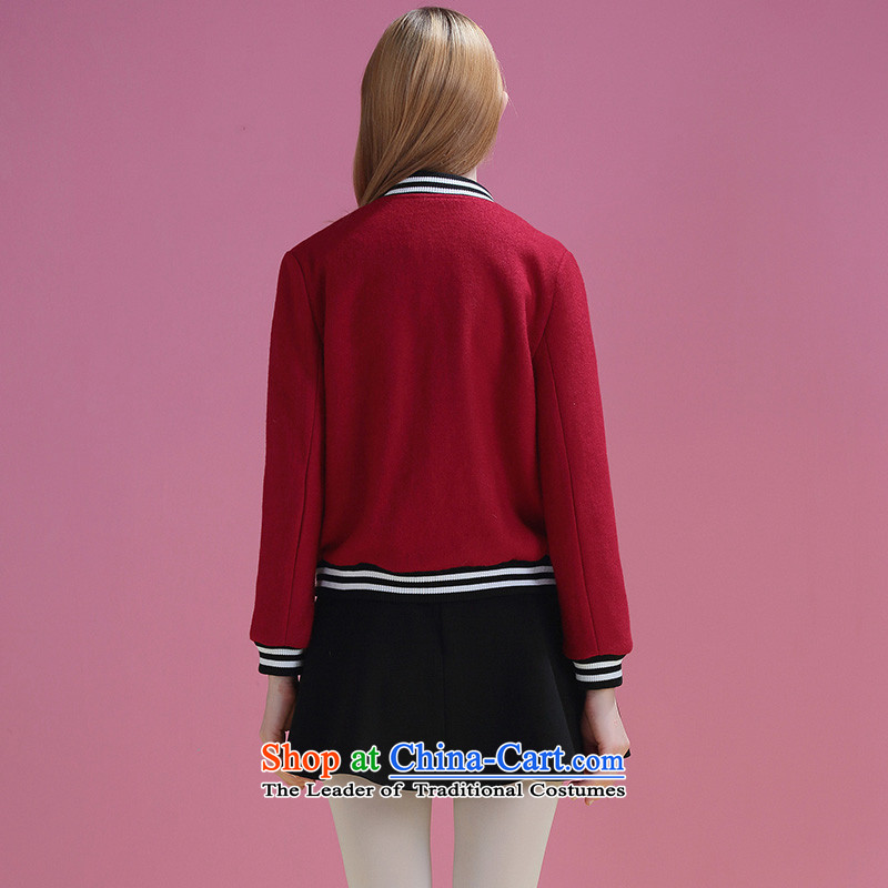 Ms Audrey Eu xivi xin gross? jacket women 2015 Winter New Europe long-sleeved thick letter loose collar baseball S, Xin Y754037 services red shopping on the Internet has been pressed. Ms Audrey Eu