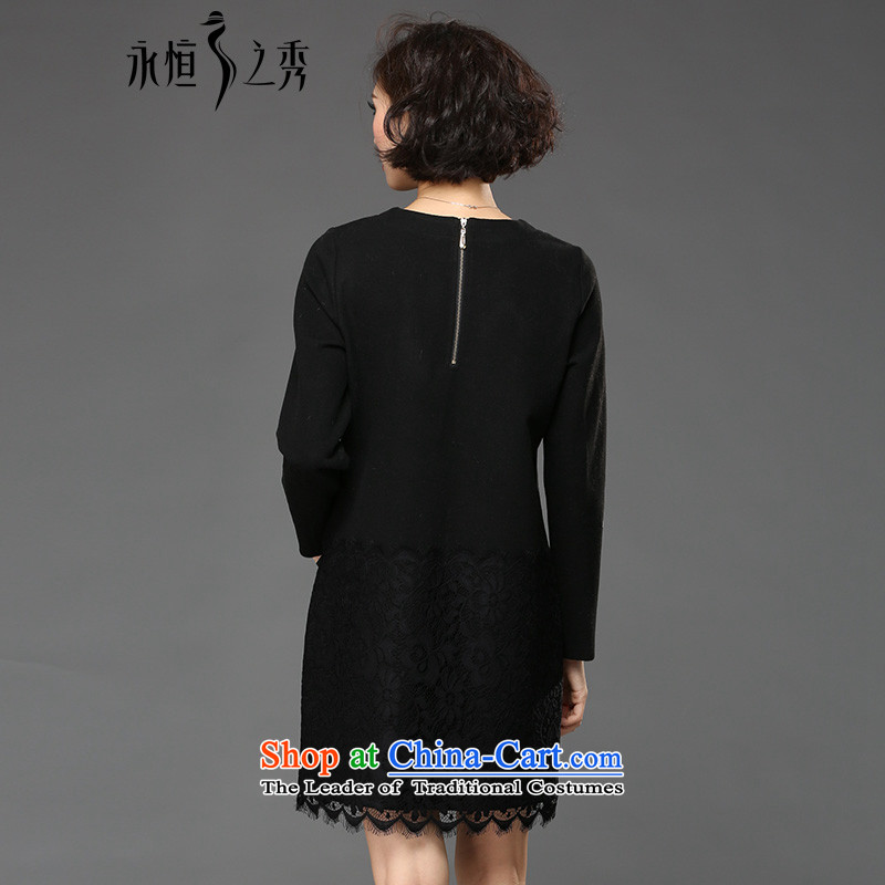 The Eternal Sau 2015 large female winter clothing PU lace stitching forming the skirt MM200 thick black skirt catty 3XL, eternal Soo , , , shopping on the Internet