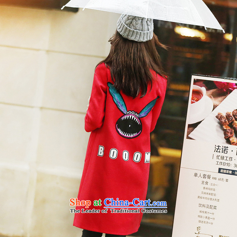 Park woke up to 2015 winter clothing new Korean style and simplicity in Sau San long autumn and winter coats? female red hair , L, awakening Paradise Shopping on the Internet has been pressed.