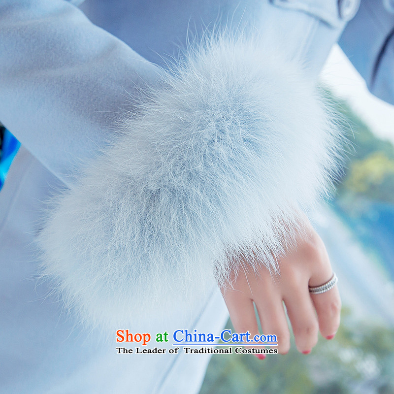 The paradise for winter 2015 new product version won Sau San stylish nagymaros collar cap gross?? , blue jacket coat awakening Paradise Shopping on the Internet has been pressed.