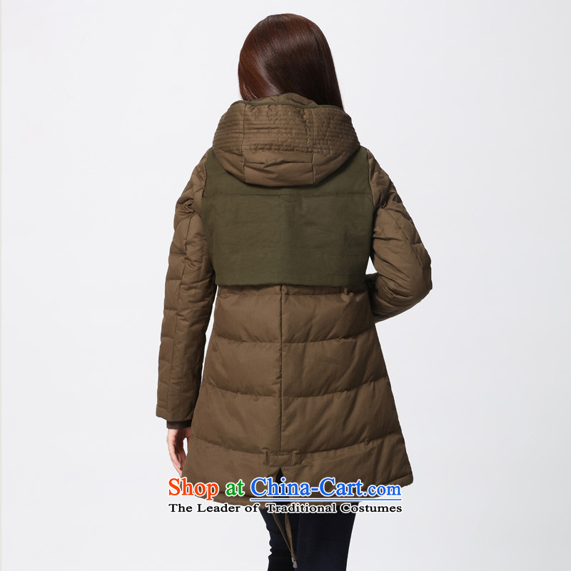 The representative of the water for larger 2015 Female Cap down the girl in the long winter coats of Sau San thick S15DO5751 3XL, green water by mustard (SHUIMIAO) , , , shopping on the Internet