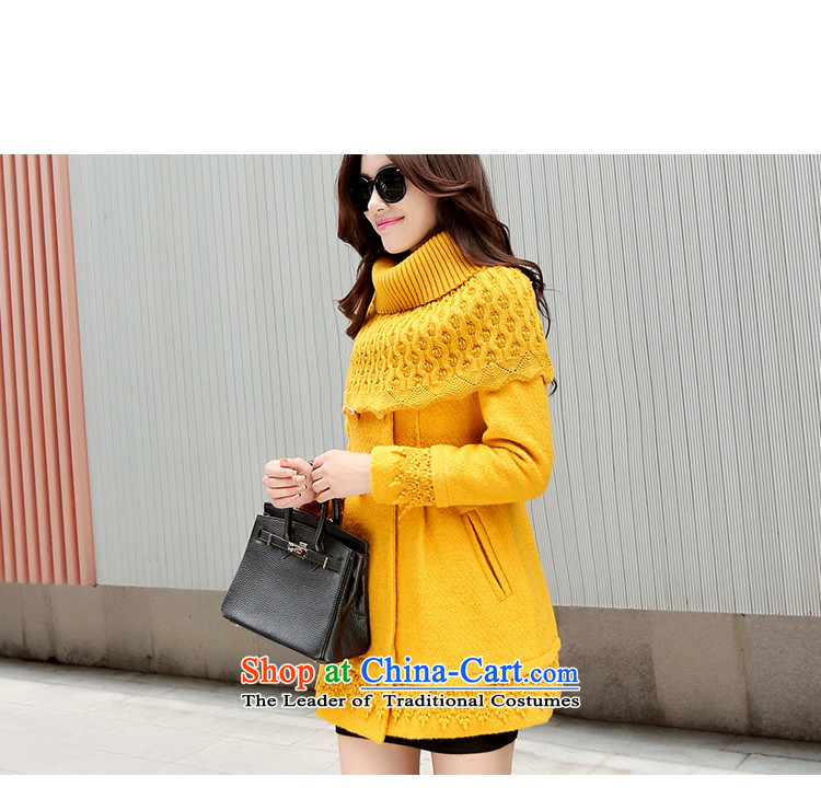 Gigi Lai Yee 2015 OSCE autumn and winter new Korean stitching lace coats, wool? long wool a jacket Sau San rose picture, prices, brand platters! The elections are supplied in the national character of distribution, so action, buy now enjoy more preferential! As soon as possible.
