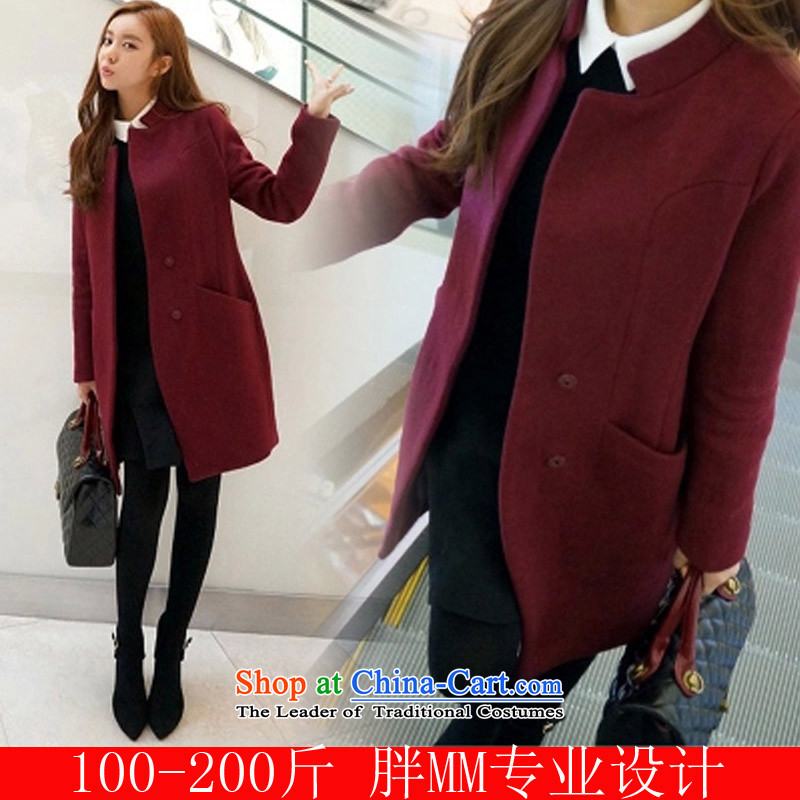 Xl a wool coat thick mm autumn 2015 new blouses thick sister in women's long hair? jacket female wine red large XXXXL., LUK Wai , , , shopping on the Internet