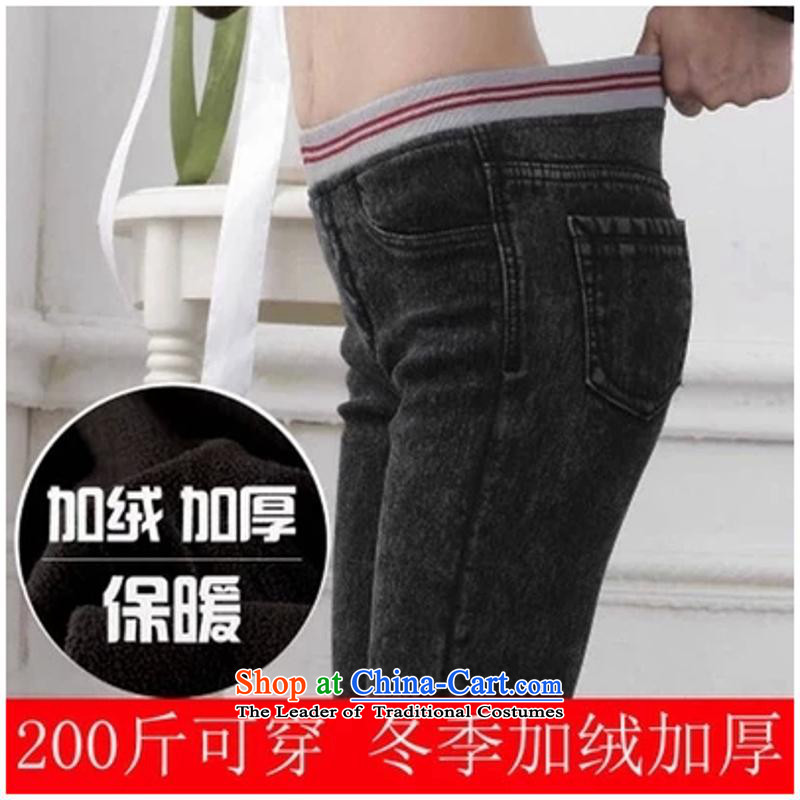 Extra-thick jeans autumn and winter female thick mm plus forming the lint-free cleaning to stretch the castors trousers 200 catties trousers snowflake colors plus lint-free. Large XXXXXL., LUK Wai , , , shopping on the Internet