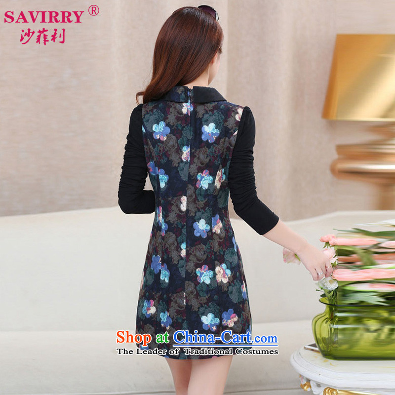 Sha Philip  2015 autumn and winter new larger female Korean fake two thick solid long-sleeved MM Sau San dresses X9252 picture color XL, Sha Philip (SAVIRRY) , , , shopping on the Internet