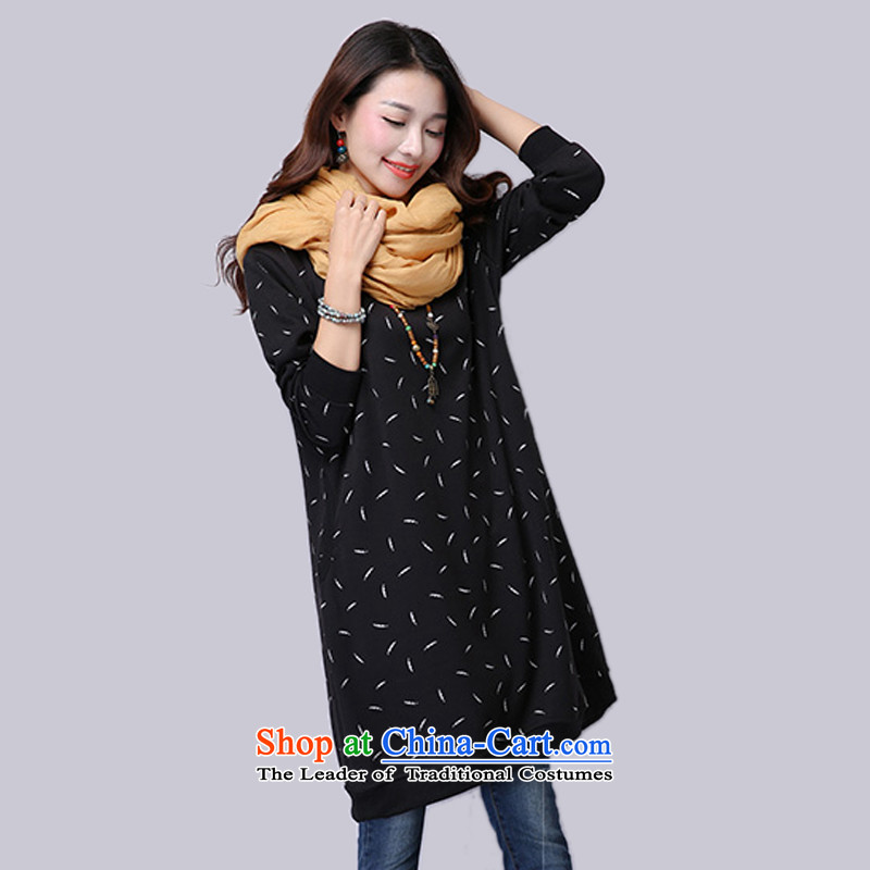 2015 Autumn and Winter Korea MEISUDI version of large numbers of ladies loose video thin plus lint-free, forming the thick stamp leisure wild long-sleeved black skirt XXL, MISO (MEISUDI) , , , shopping on the Internet