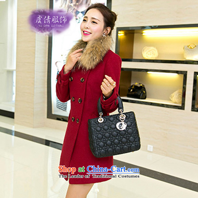 Yu Chien YQ 2015 Fall/Winter Collections Ms. new Korean gross?   in the jacket for women long hair? coats Y331 XXL, wine red Yu Chien dress (YU QIAN) , , , shopping on the Internet