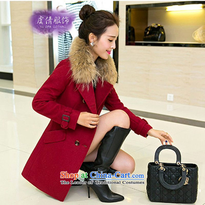 Yu Chien YQ 2015 Fall/Winter Collections Ms. new Korean gross?   in the jacket for women long hair? coats Y331 XXL, wine red Yu Chien dress (YU QIAN) , , , shopping on the Internet