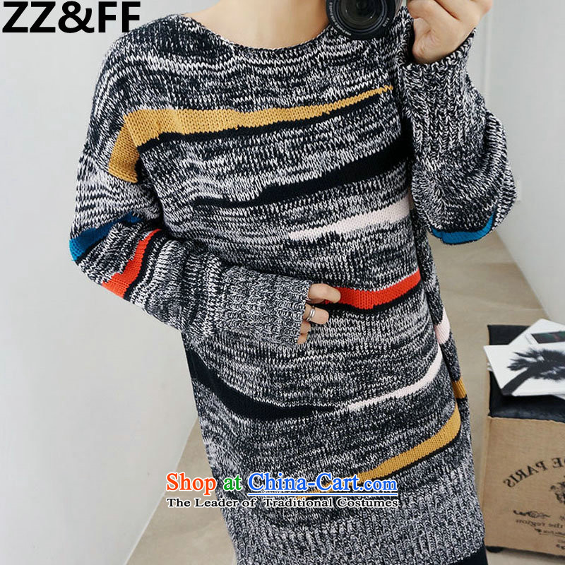 2015 Autumn and winter Zz&ff new extra-thick MM200 catty, long thick Coated Knit shirts sweater flower gray XXXXXL,ZZ&FF,,, shopping on the Internet