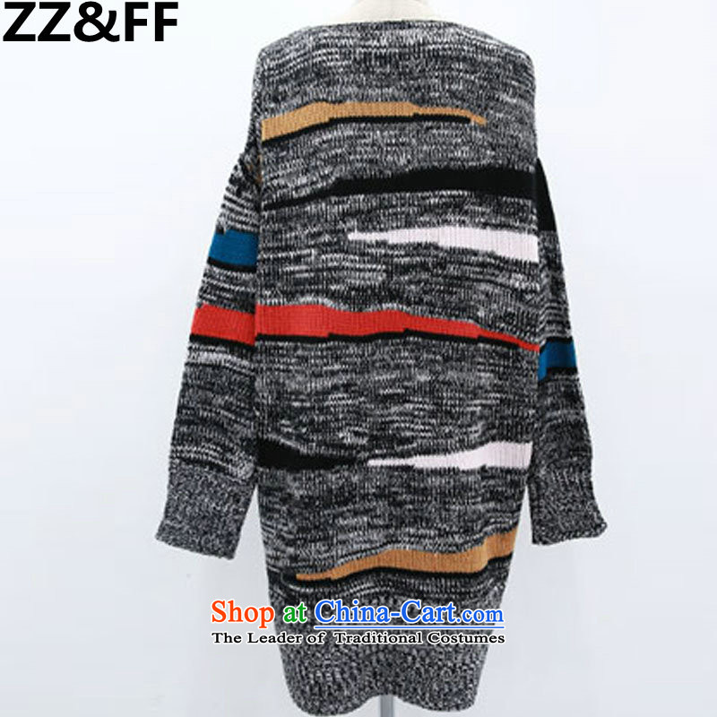 2015 Autumn and winter Zz&ff new extra-thick MM200 catty, long thick Coated Knit shirts sweater flower gray XXXXXL,ZZ&FF,,, shopping on the Internet