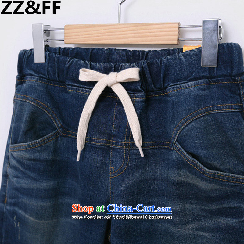 2015 Autumn and winter Zz&ff new to xl thick mm200 catty Stretch video thin jeans 6138, money-water blue XXXXXL,ZZ&FF,,, shopping on the Internet