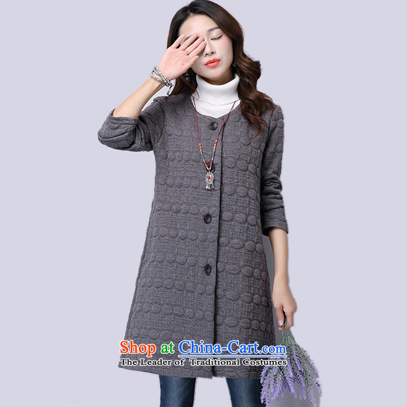 2015 Autumn and Winter Korea MEISUDI version of large numbers of ladies literary and artistic temperament clip cotton fan cardigan in long loose video thin wild jacket Black XL, Mei Su (MEISUDI) , , , shopping on the Internet