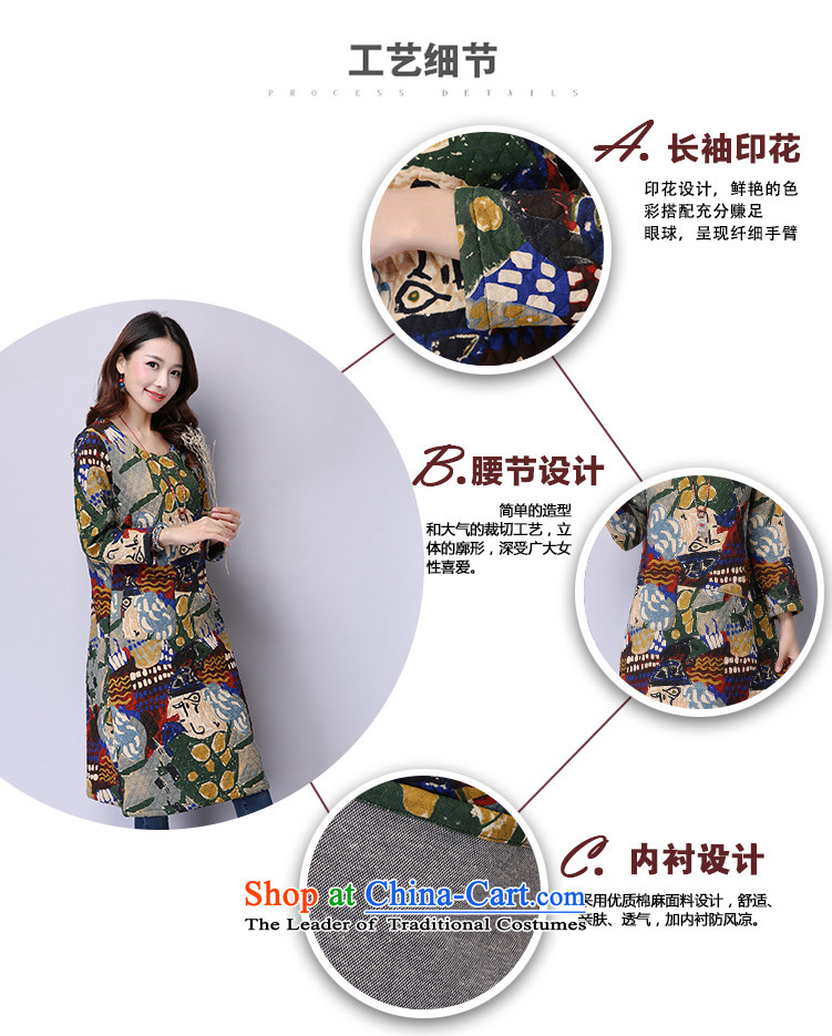 2015 Autumn and Winter Korea MEISUDI version of large numbers of female clamp cotton waffle stamp in literary and artistic temperament long stitching loose video thin dresses green M picture, prices, brand platters! The elections are supplied in the national character of distribution, so action, buy now enjoy more preferential! As soon as possible.