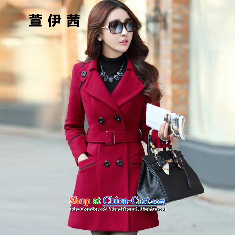 Xuan of sin in autumn and winter long coats Korean gross? graphics thin hair so Sau San Coat 5896 female wine red XXXL, Xuan of sin shopping on the Internet has been pressed.