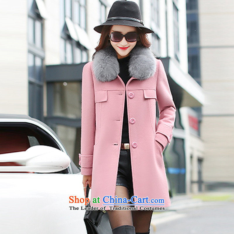 Alfa Romeo Lei 2015 winter new cap can be shirked for Korean Gross Gross? jacket single row detained for long jacket, Sau San a wool coat 609 pink S, honey au lait (MIOULREY) , , , shopping on the Internet
