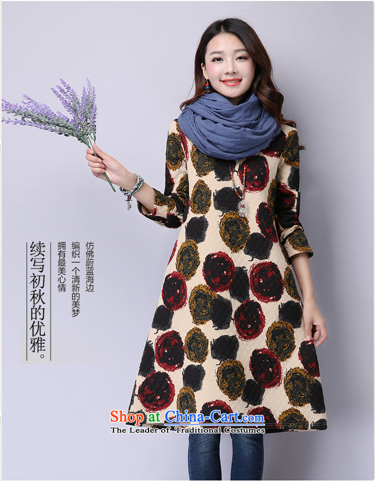 2015 Autumn and Winter Korea MEISUDI version of large numbers of ladies in literary and artistic van suit long cotton waffle relaxd forming the folder video thin long-sleeved dresses apricot XL Photo, prices, brand platters! The elections are supplied in the national character of distribution, so action, buy now enjoy more preferential! As soon as possible.