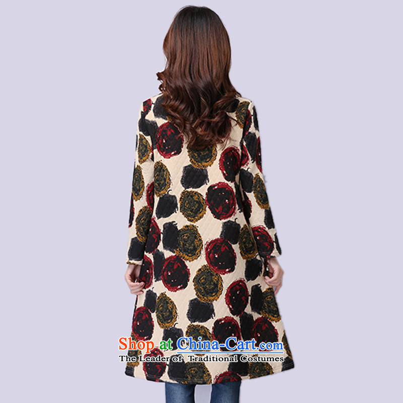 2015 Autumn and Winter Korea MEISUDI version of large numbers of ladies in literary and artistic van suit long cotton waffle relaxd forming the folder video thin long-sleeved dresses apricot XL, Mei Su (MEISUDI) , , , shopping on the Internet