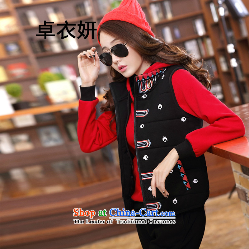 1503_2015 autumn and winter new products female hedging loose sweater kits leisure sports suits large red?L