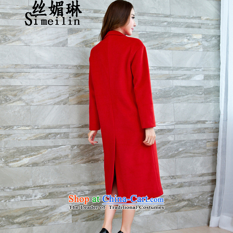The population of autumn and winter 2015 Lin new Korean stylish elegance thick hair girl in the jacket? Long Sau San a wool coat women chinese red silk Mei Lin (M simeilin shopping on the Internet has been pressed.)