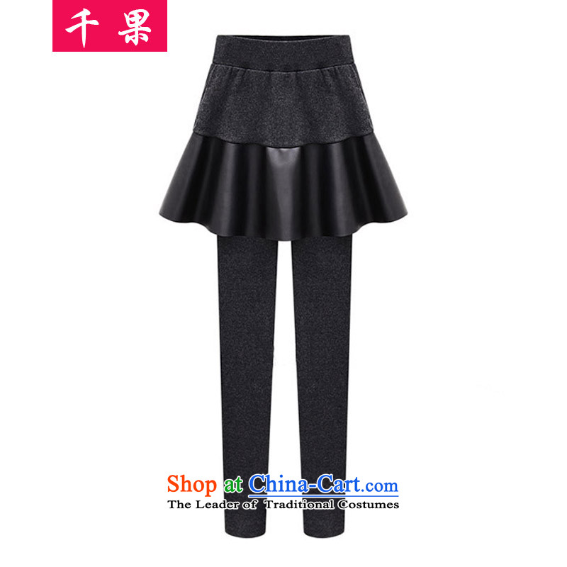 Thousands of fruit, forming the mm thick trousers large European and American women fall replacing 200 catties of casual pants to intensify the thick sister video thin false two skort trousers 390 Black 5XL, QIANGUO fruit (thousands) , , , shopping on the