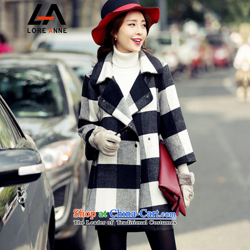 La4 for autumn and winter new stylish black-and-white, gross?   for wild jacket coat female 9824 Video thin picture color L,LORE ANNE LA,,, shopping on the Internet
