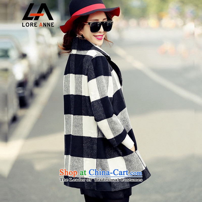 La4 for autumn and winter new stylish black-and-white, gross?   for wild jacket coat female 9824 Video thin picture color L,LORE ANNE LA,,, shopping on the Internet