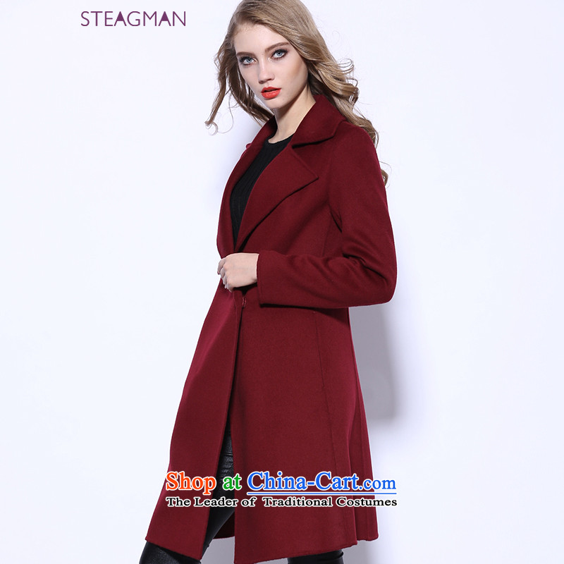 Staegman2015 autumn and winter new plain manual two-sided cashmere cloak? female gross in long wool coat female 80030? wine red l,staegman,,, shopping on the Internet