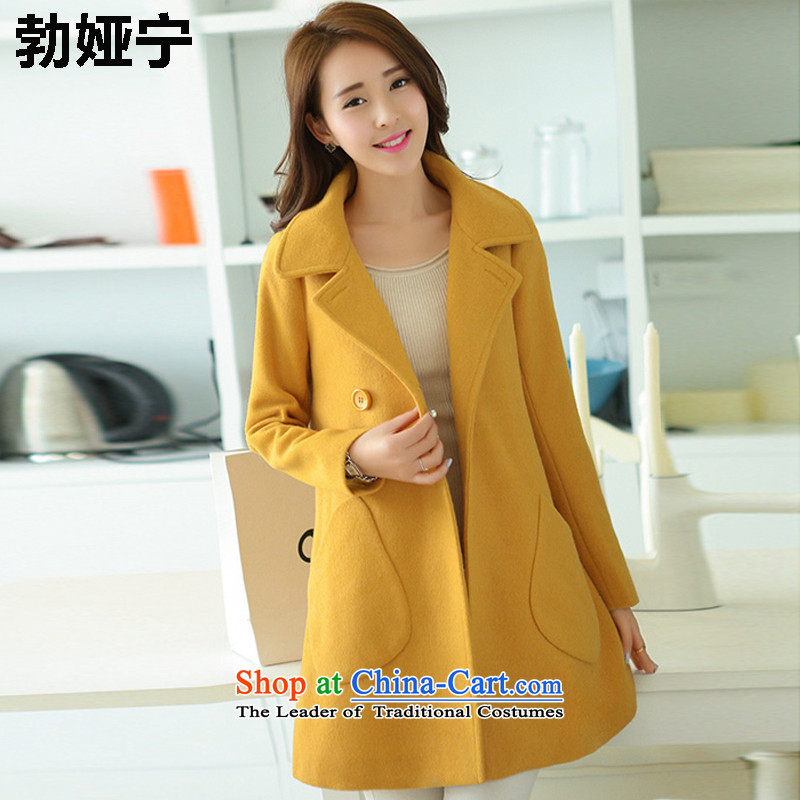 Buck Mulligan Ah ning for winter 2015 new gross? female Korean coats wild? jacket female 8,019 ex yellow L