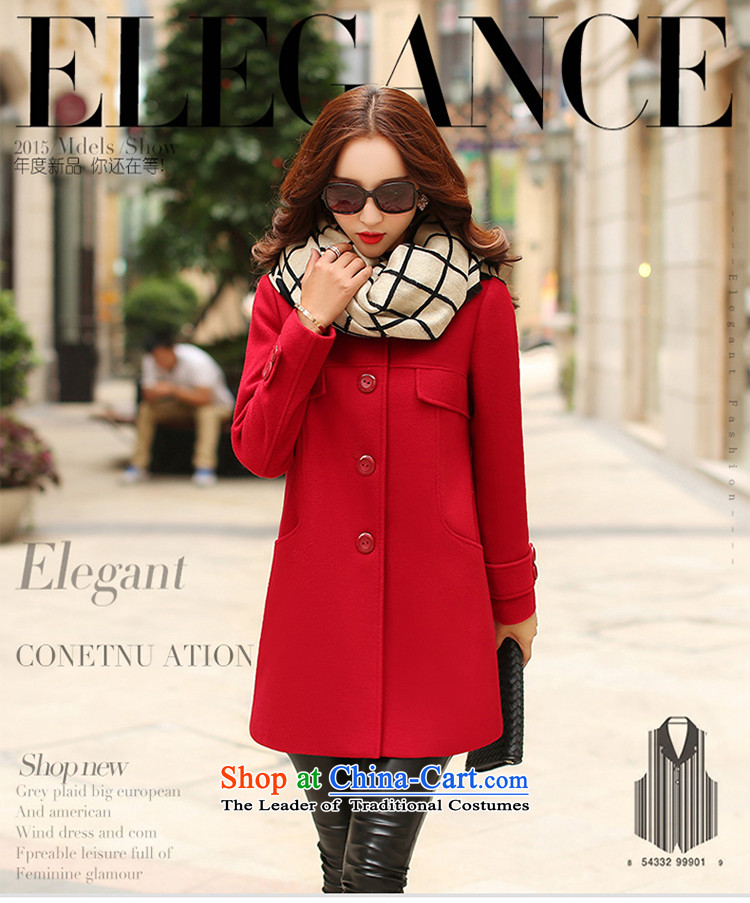 Wooden Geun-hye 2015 autumn and winter new women in Sau San gross for long coats female round-neck collar is simple and stylish look like Wild Hair? 516 large red L/165(88a) jacket picture, prices, brand platters! The elections are supplied in the national character of distribution, so action, buy now enjoy more preferential! As soon as possible.