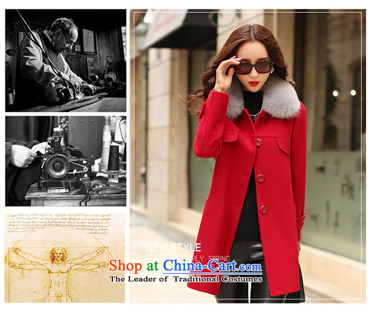 Wooden Geun-hye 2015 autumn and winter new women in Sau San gross for long coats female round-neck collar is simple and stylish look like Wild Hair? 516 large red L/165(88a) jacket picture, prices, brand platters! The elections are supplied in the national character of distribution, so action, buy now enjoy more preferential! As soon as possible.