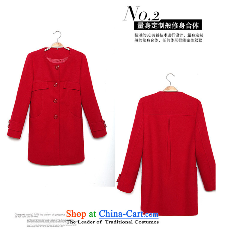 Wooden Geun-hye 2015 autumn and winter new women in Sau San gross for long coats female round-neck collar is simple and stylish look like Wild Hair? 516 large red L/165(88a) jacket picture, prices, brand platters! The elections are supplied in the national character of distribution, so action, buy now enjoy more preferential! As soon as possible.