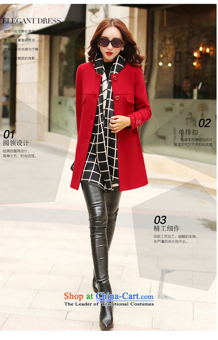 Wooden Geun-hye 2015 autumn and winter new women in Sau San gross for long coats female round-neck collar is simple and stylish look like Wild Hair? 516 large red L/165(88a) jacket picture, prices, brand platters! The elections are supplied in the national character of distribution, so action, buy now enjoy more preferential! As soon as possible.