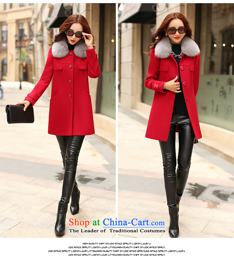 Wooden Geun-hye 2015 autumn and winter new women in Sau San gross for long coats female round-neck collar is simple and stylish look like Wild Hair? 516 large red L/165(88a) jacket picture, prices, brand platters! The elections are supplied in the national character of distribution, so action, buy now enjoy more preferential! As soon as possible.