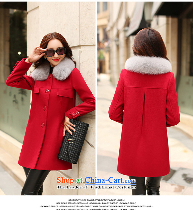 Wooden Geun-hye 2015 autumn and winter new women in Sau San gross for long coats female round-neck collar is simple and stylish look like Wild Hair? 516 large red L/165(88a) jacket picture, prices, brand platters! The elections are supplied in the national character of distribution, so action, buy now enjoy more preferential! As soon as possible.