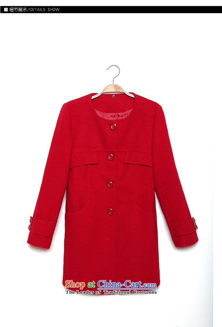 Wooden Geun-hye 2015 autumn and winter new women in Sau San gross for long coats female round-neck collar is simple and stylish look like Wild Hair? 516 large red L/165(88a) jacket picture, prices, brand platters! The elections are supplied in the national character of distribution, so action, buy now enjoy more preferential! As soon as possible.