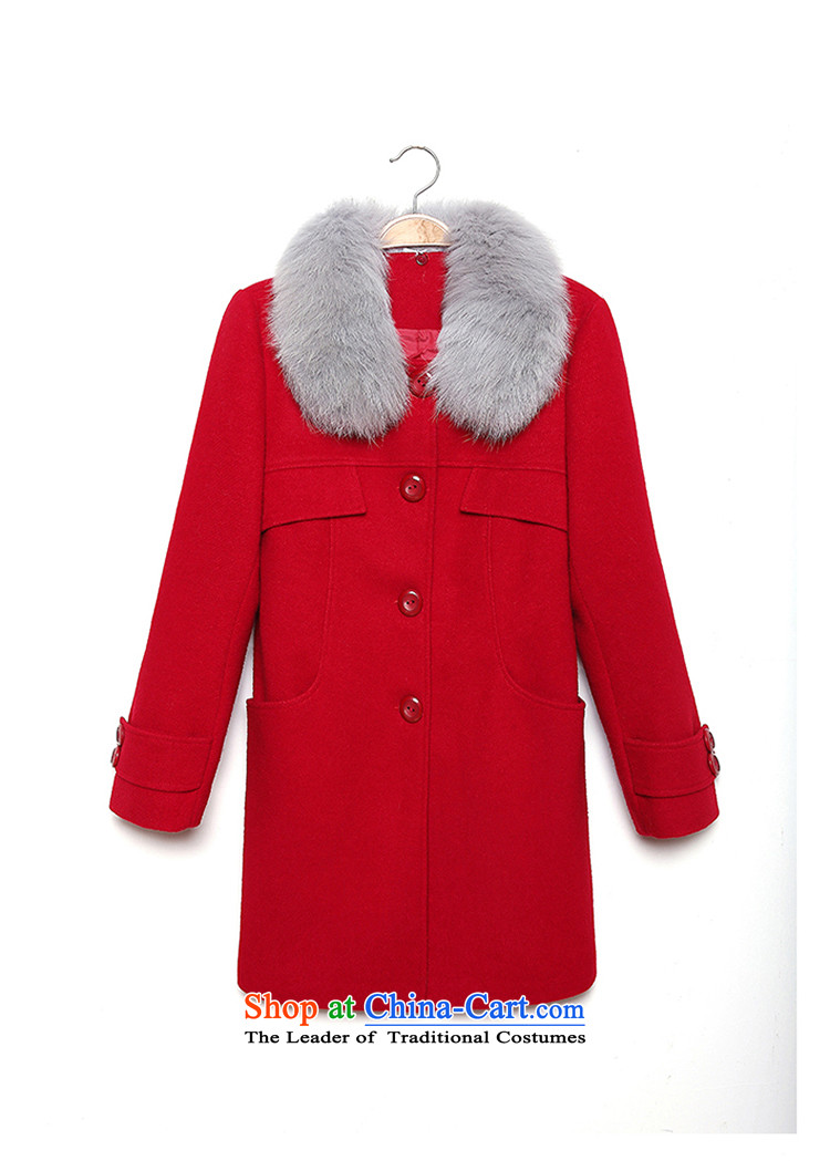 Wooden Geun-hye 2015 autumn and winter new women in Sau San gross for long coats female round-neck collar is simple and stylish look like Wild Hair? 516 large red L/165(88a) jacket picture, prices, brand platters! The elections are supplied in the national character of distribution, so action, buy now enjoy more preferential! As soon as possible.