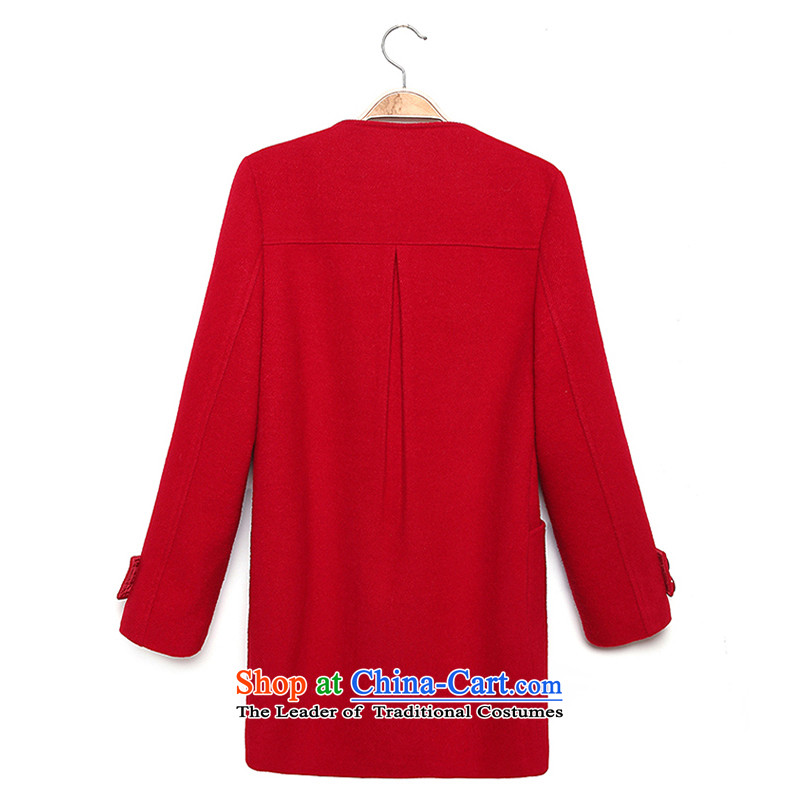 Wooden Geun-hye 2015 autumn and winter new women in Sau San gross for long coats female round-neck collar is simple and stylish look like Wild Hair? 516 large red L/165(88a), jacket wood Geun-hye has been pressed shopping on the Internet