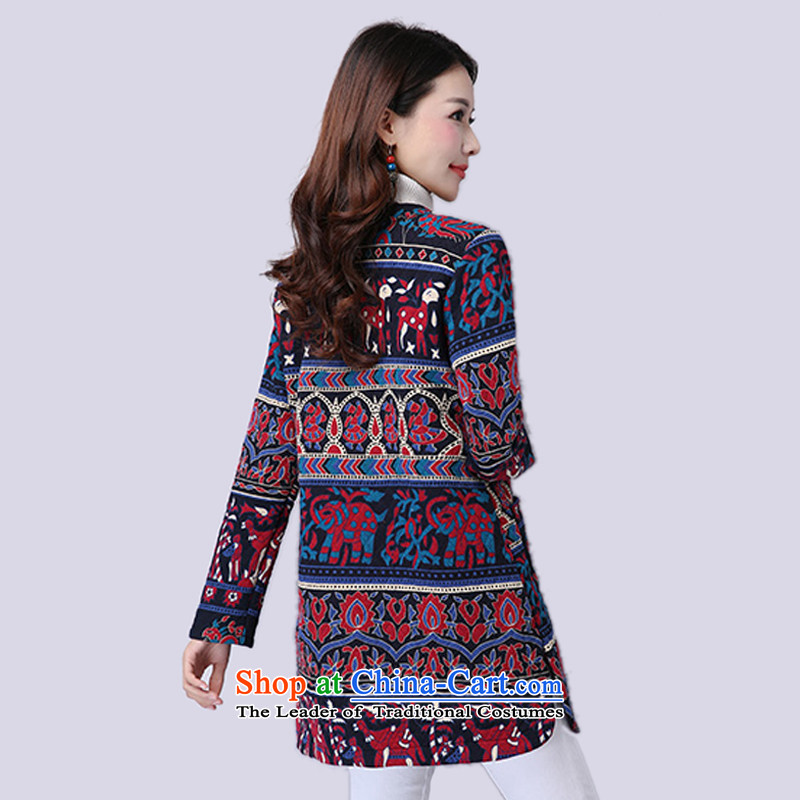 2015 Autumn and Winter Korea MEISUDI version of large numbers of ethnic women suit in thick long loose video thin pocket arts temperament jacket safflower XXL, MISO (MEISUDI) , , , shopping on the Internet
