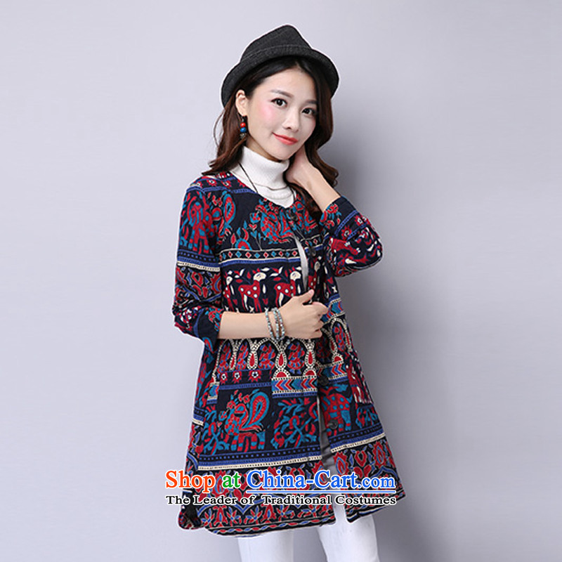 2015 Autumn and Winter Korea MEISUDI version of large numbers of ethnic women suit in thick long loose video thin pocket arts temperament jacket safflower XXL, MISO (MEISUDI) , , , shopping on the Internet