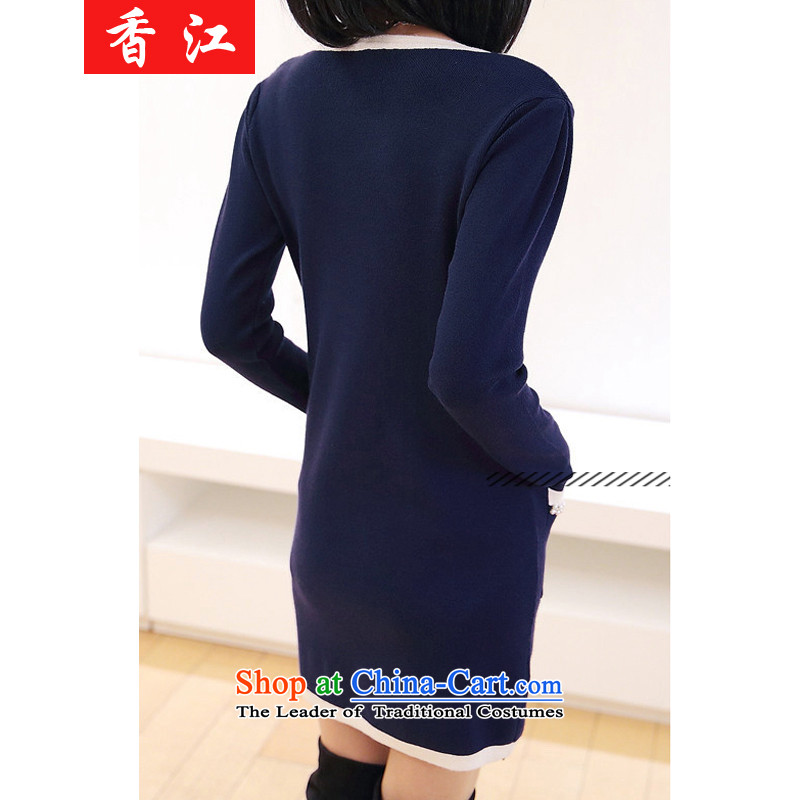 Xiang Jiang thick mm autumn and winter 2015 new xl female loose video thin dresses thick sister 200 catties plus lint-free t-shirt, forming the thick blue larger 3XL, 1985 Hong Kong shopping on the Internet has been pressed.