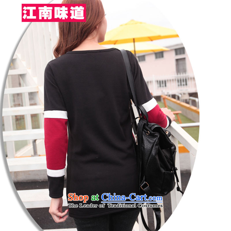 The Gangnam taste large autumn and winter 2015 women to increase leisure wear shirts thick MM200 catty knocked color plus T-shirt-thick female black skirt 3XL recommendations 140-160 characters, Gangnam taste shopping on the Internet has been pressed.