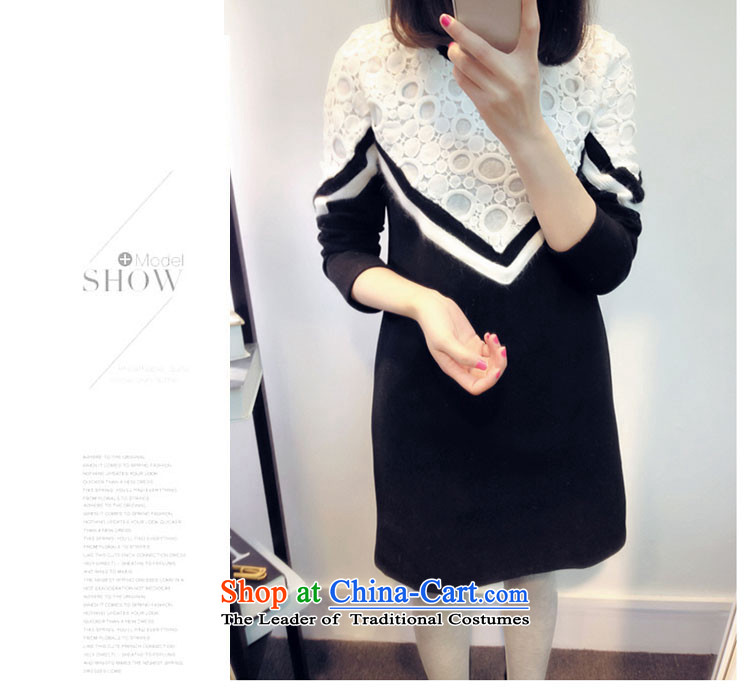 Connie Yue 2015 Autumn replacing the new Korean version of large numbers of ladies in mm thick long long-sleeved video thin lace A Skirt 170.03 (black velvet thick) XXXXL picture, prices, brand platters! The elections are supplied in the national character of distribution, so action, buy now enjoy more preferential! As soon as possible.