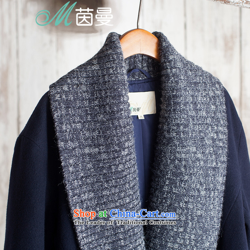 Athena Chu Cayman 2015 winter clothing new minimalist design knitwear stitching long jacket coat)? female elected as Deep Blue Sapphire 8543210620 , L, Athena Chu (INMAN, DIRECTOR) , , , shopping on the Internet